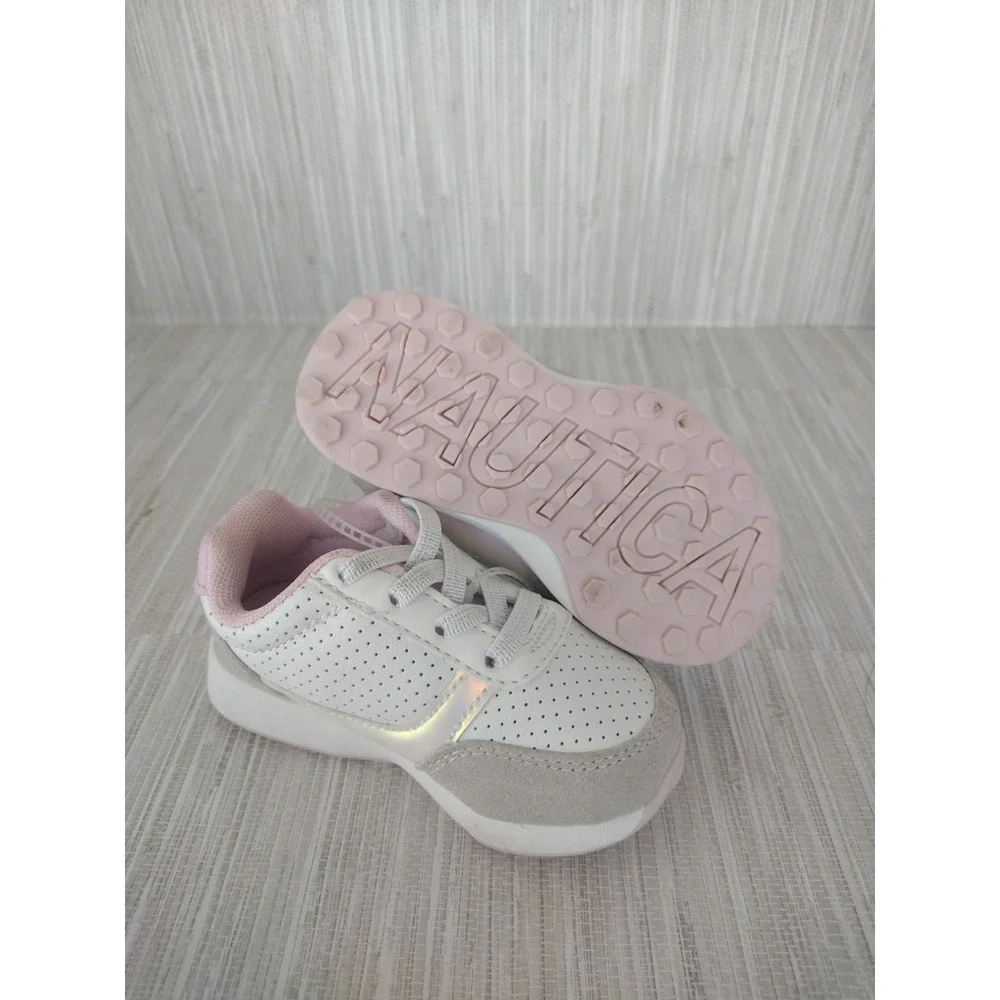 Náutica Sneakers Girl 5 Pink White Gray Low Top Runout Girls‎ Elastic Laces
